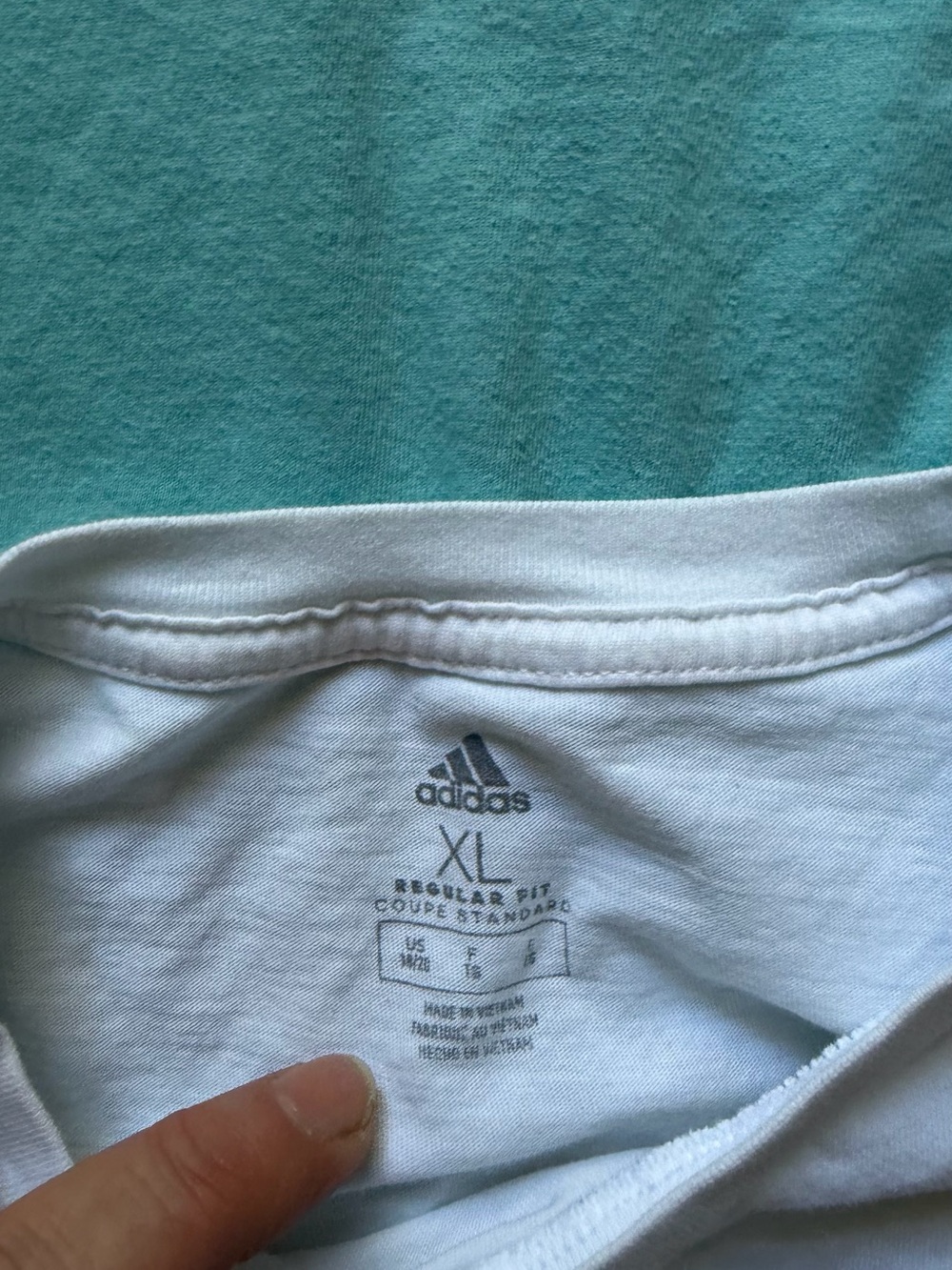 adidas Long-Sleeve Crew Tops in White and Aqua Mint - Kids - Picture 4 of 4